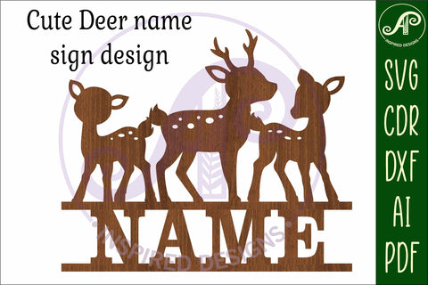 3 Deer name sign svg laser cut file SVG APInspireddesigns 