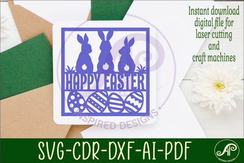 3 Easter bunnies square name wall art sign, SVG file SVG APInspireddesigns 