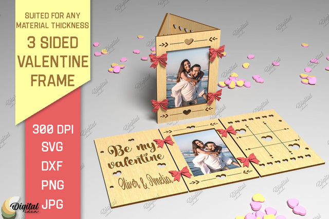 3 Sided Valentine Frame SVG. Photo Frame Laser Cut SVG Evgenyia Guschina 