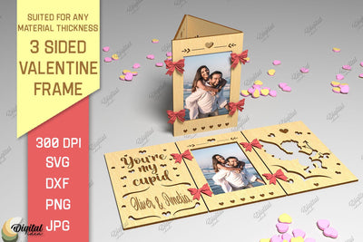 3 Sided Valentine Frame SVG. Photo Frame Laser Cut SVG Evgenyia Guschina 