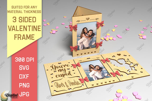 3 Sided Valentine Frame SVG. Photo Frame Laser Cut SVG Evgenyia Guschina 