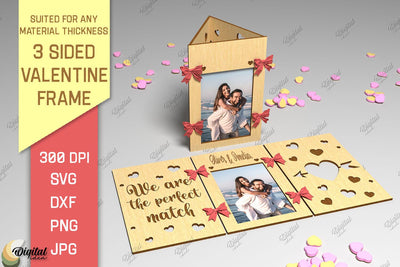 3 Sided Valentine Frame SVG. Photo Frame Laser Cut SVG Evgenyia Guschina 