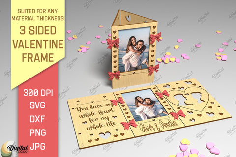 3 Sided Valentine Frames SVG Bundle. Photo Frames Laser Cut SVG Evgenyia Guschina 