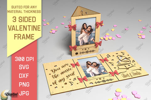 3 Sided Valentine Frames SVG Bundle. Photo Frames Laser Cut SVG Evgenyia Guschina 