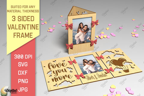 3 Sided Valentine Frames SVG Bundle. Photo Frames Laser Cut SVG Evgenyia Guschina 