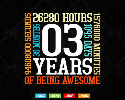 3 Years Of Being Awesome Birthday Svg Png, Retro Vintage Style Happy Birthday Gifts T Shirt Design, Kids Birthday Gift, Birthday Crew Svg SVG DesignDestine 