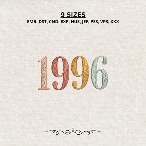 30th Birthday Embroidery File, Born in 1996 Birthday Gift, 1996 Machine Embroidery Design Embroidery/Applique DESIGNS PatternFeed8 