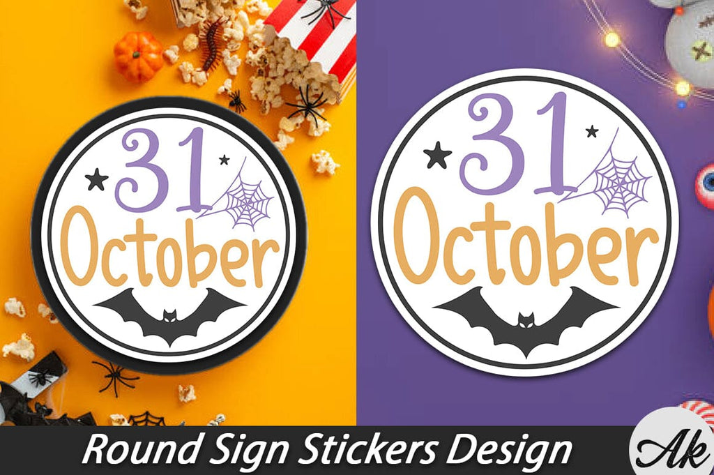 31 October copy Round Sign Stickers Design - So Fontsy