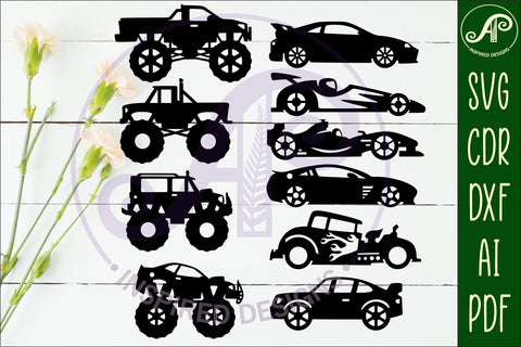 32 Vehicle cut out designs, laser cut file, shapes. SVG SVG APInspireddesigns 