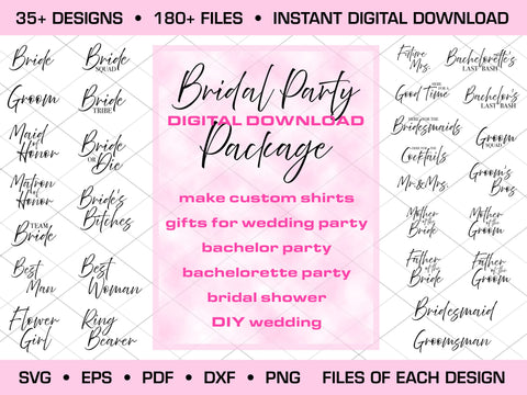 35+ Bridal Designs for bachelor/bachelorette/bridal party bundle! SVG Two Cats Crafting 