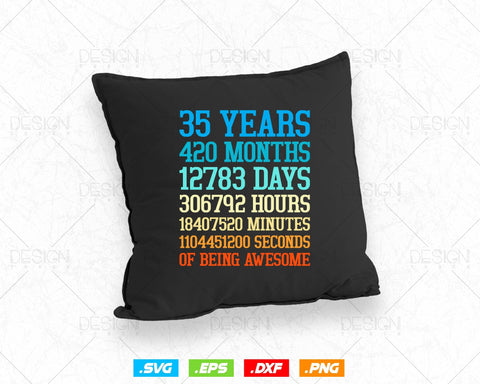 35 Years Of Being Awesome Birthday Svg Png, Retro Vintage Style Happy Birthday Gifts T Shirt Design, Birthday gift svg files for cricut Svg SVG DesignDestine 