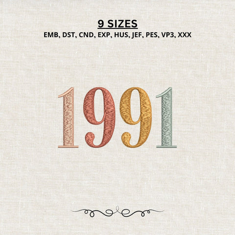 35th Birthday Embroidery File, Born in 1991 Birthday Gift, 1991 Machine Embroidery Design Embroidery/Applique DESIGNS PatternFeed8 