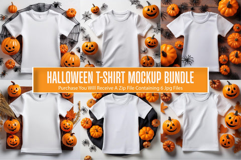 36 Halloween T-shirt Mockup Bundle Mock Up Photo Creativeart88 