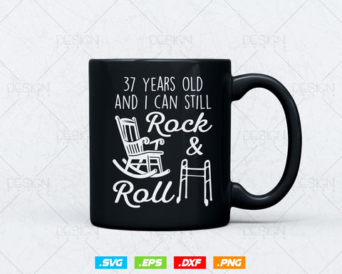 37 Years Old Rock & Roll Birthday Svg Png, 37th Birthday Clipart T shirt Design Gifts, Svg Files for Cricut, Thirty Seven Birthday Party Squad SVG DesignDestine 