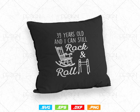 39 Years Old Rock & Roll Birthday Svg Png, 39th Birthday Clipart T shirt Design Gifts, Svg Files for Cricut, Thirty Nine Birthday Party Squad SVG DesignDestine 