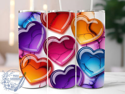 3D Abstract Heart Tumbler, Alcohol Ink, Romantic Theme, Abstract Art, Colorful Style, 20Oz Tumbler, Sublimation Wrap Sublimation ToriDesigns 