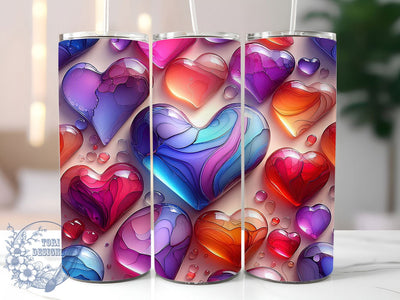3D Abstract Heart Tumbler, Alcohol Ink, Romantic Theme, Abstract Art, Colorful Style, 20Oz Tumbler, Sublimation Wrap Sublimation ToriDesigns 