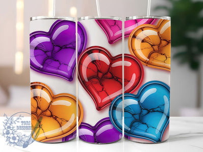3D Abstract Heart Tumbler, Alcohol Ink, Romantic Theme, Abstract Art, Colorful Style, 20Oz Tumbler, Sublimation Wrap Sublimation ToriDesigns 