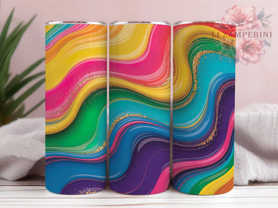 3D Abstract Rainbow Tumbler, Abstract Seamless Tumbler, Colorful 20oz Wrap, Sublimation Design, Stylish Gift Idea, Artistic Rainbow Wrap, Modern Abstract Tumbler Sublimation Li Zamperini 
