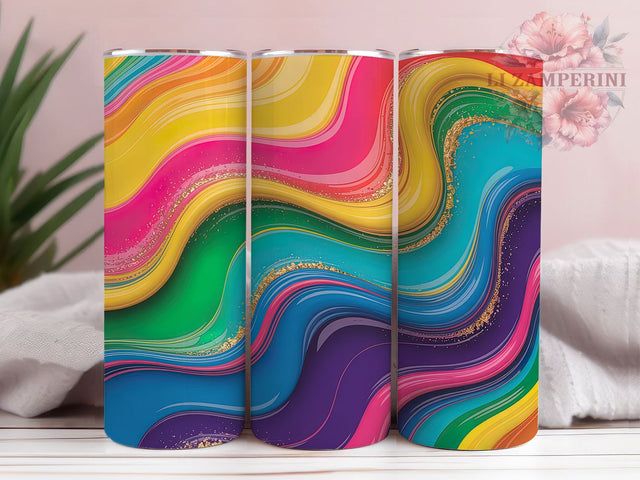 3D Abstract Rainbow Tumbler, Abstract Seamless Tumbler, Colorful 20oz Wrap, Sublimation Design, Stylish Gift Idea, Artistic Rainbow Wrap, Modern Abstract Tumbler Sublimation Li Zamperini 