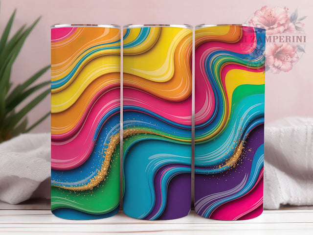 3D Abstract Rainbow Tumbler, Abstract Seamless Tumbler, Colorful 20oz Wrap, Sublimation Design, Stylish Gift Idea, Artistic Rainbow Wrap, Modern Abstract Tumbler Sublimation Li Zamperini 
