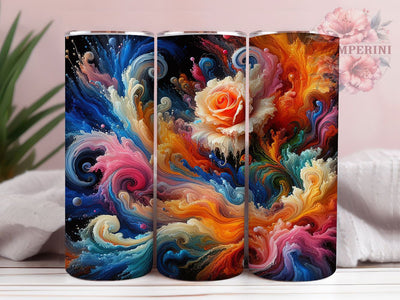 3D Abstract Rose Tumbler, Spring Flower, Rose Theme, Abstract Style, Colorful Pattern, 20Oz Tumbler, Sublimation Wrap Sublimation Li Zamperini 