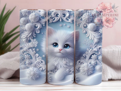 3D Adorable Kitten Tumbler, Cute Cat Tumbler, 20oz Tumbler Wrap, Sublimation Design, Cat Lover Gift, Adorable Kitten Wrap, Whimsical Cat Tumbler Sublimation Li Zamperini 