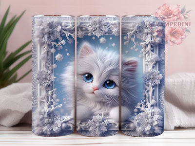 3D Adorable Kitten Tumbler, Cute Cat Tumbler, 20oz Tumbler Wrap, Sublimation Design, Cat Lover Gift, Adorable Kitten Wrap, Whimsical Cat Tumbler Sublimation Li Zamperini 