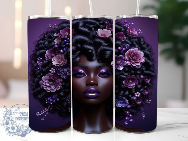 3D African American Queen Tumbler, African American, Melanin Queen, Black Girl Queen, 3D Design, 20Oz Tumbler, Sublimation Wrap Sublimation ToriDesigns 