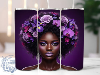 3D African American Queen Tumbler, African American, Melanin Queen, Black Girl Queen, 3D Design, 20Oz Tumbler, Sublimation Wrap Sublimation ToriDesigns 