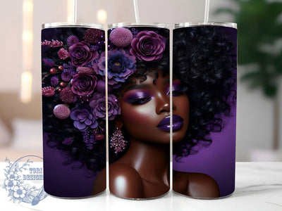 3D African American Queen Tumbler, African American, Melanin Queen, Black Girl Queen, 3D Design, 20Oz Tumbler, Sublimation Wrap Sublimation ToriDesigns 