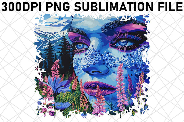 3D African American Woman Floral Design Sublimation afrosvg 