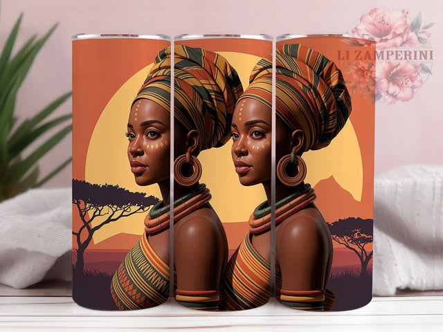 3D African American Woman Tumbler Wrap, Black Women, African American, Empowerment Theme, Melanin Pride, Bold Wrap, Sublimation Design Sublimation Li Zamperini 