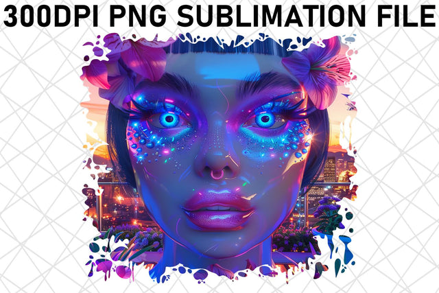 3D African American Woman with Flowers Sublimation afrosvg 