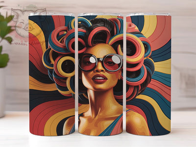 3D Afro American Woman Tumbler Wrap, Black Woman, Afro American, Empowerment Theme, Bold Style, Glam Wrap, Sublimation Design Sublimation Lara' s Designs 