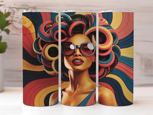 3D Afro American Woman Tumbler Wrap, Black Woman, Afro American, Empowerment Theme, Bold Style, Glam Wrap, Sublimation Design Sublimation Lara' s Designs 