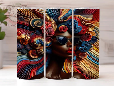 3D Afro American Woman Tumbler Wrap, Black Woman, Afro American, Empowerment Theme, Bold Style, Glam Wrap, Sublimation Design Sublimation Lara' s Designs 