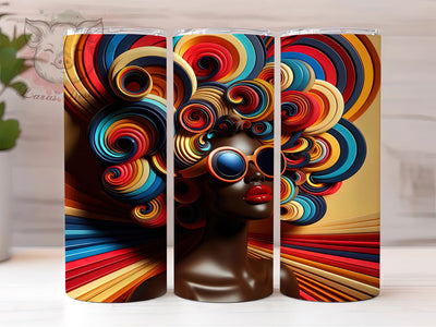 3D Afro American Woman Tumbler Wrap, Black Woman, Afro American, Empowerment Theme, Bold Style, Glam Wrap, Sublimation Design Sublimation Lara' s Designs 
