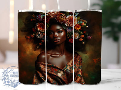 3D Afro Melanin Queen Tumbler, Afro American, 3D Design, Melanin Queen, Afro Beauty, 20Oz Tumbler, Sublimation Wrap Sublimation ToriDesigns 