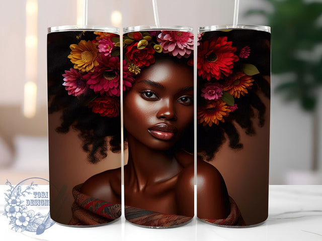 3D Afro Melanin Queen Tumbler, Afro American, 3D Design, Melanin Queen, Afro Beauty, 20Oz Tumbler, Sublimation Wrap Sublimation ToriDesigns 