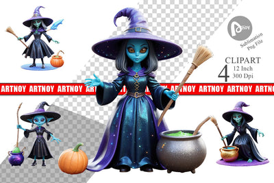 3D Alien Witch Clipart Sublimation artnoy 