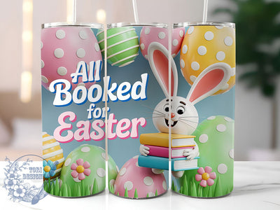 3D All Booked Easter Bunny Tumbler, 3D Puffy Tumbler, Inflated Easter Bunny Wrap, Funny Easter Wrap, Stylish 20oz Wrap, Sublimation Design, Trendy Gift Idea Sublimation ToriDesigns 