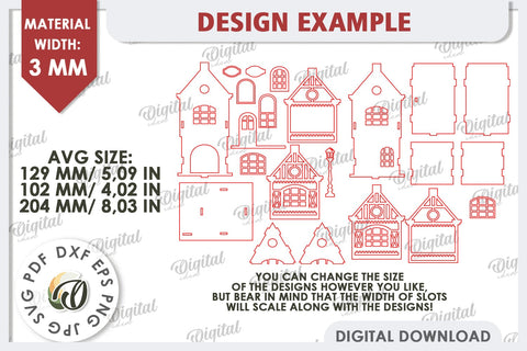 3D Amsterdam House Laser Cut. Candle Holder SVG SVG Evgenyia Guschina 