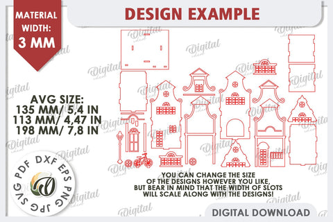 3D Amsterdam House Laser Cut. Candle Holder SVG SVG Evgenyia Guschina 