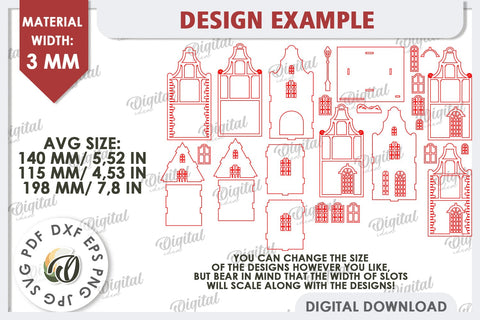 3D Amsterdam House Laser Cut. Candle Holder SVG SVG Evgenyia Guschina 
