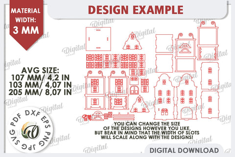 3D Amsterdam House Laser Cut. Candle Holder SVG SVG Evgenyia Guschina 