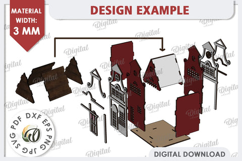 3D Amsterdam Houses Laser Cut Bundle. Candle Holders SVG SVG Evgenyia Guschina 