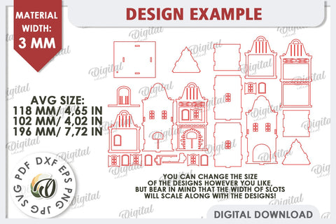 3D Amsterdam Houses Laser Cut Bundle. Candle Holders SVG SVG Evgenyia Guschina 