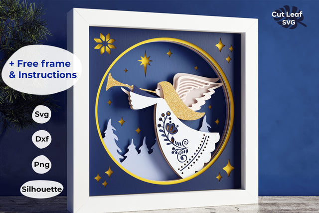 3D Angel Shadow Box svg - Christmas svg, Shadow box svg Christmas, Christian Christmas svg, Cricut projects, Cardstock svg, Layered svg SVG CutLeafSvg 