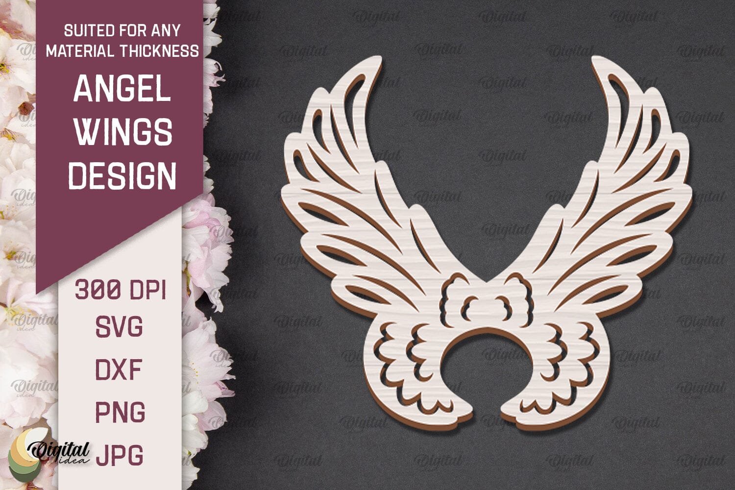 3D Angel Wings Paper Cut Template. Angel Wings Laser Cut - So Fontsy